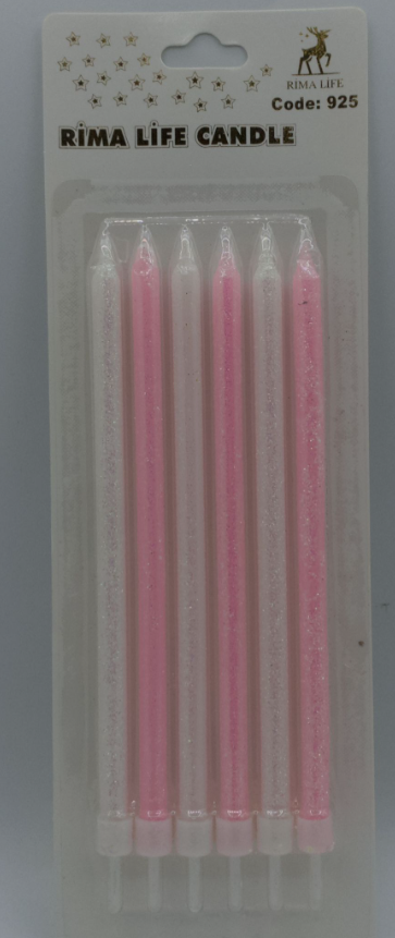 Pembe Beyaz Doğum Günü Mumu 6 Lı Kod: 925